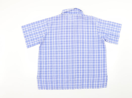 the pearl collection Womens Blue Check Basic Button-Up Size 16
