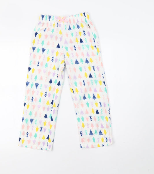 Eddie Bauer Girls White Pyjama Pants Size 7-8 Years - Christmas Tree Print