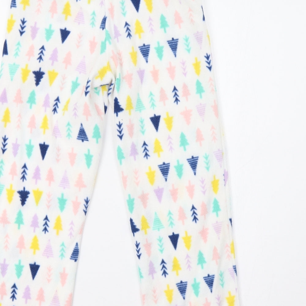 Eddie Bauer Girls White Pyjama Pants Size 7-8 Years - Christmas Tree Print