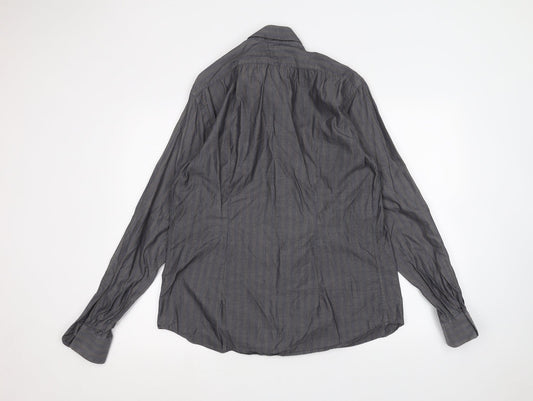 Cotton Womens Black Basic Button-Up Size L
