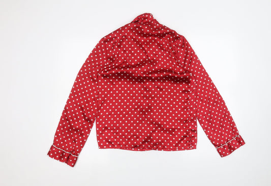 La Senza Womens Red Polka Dot Basic Button-Up Size S
