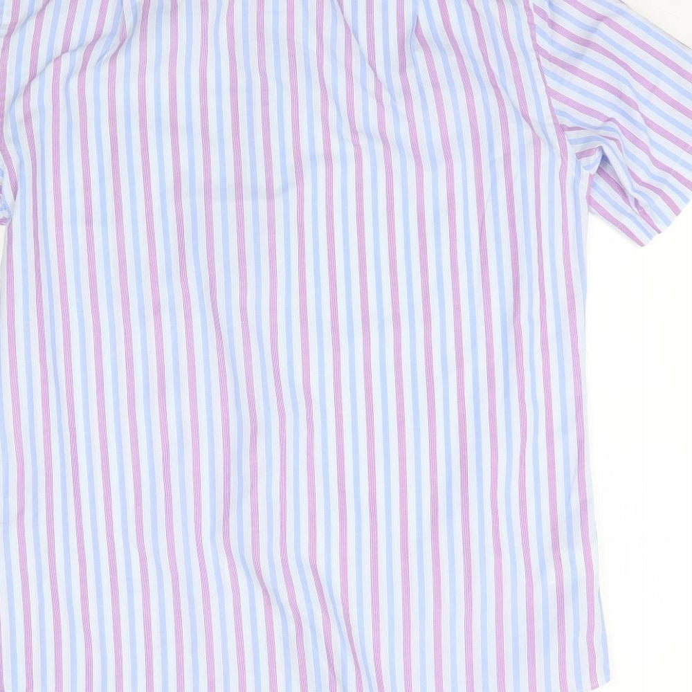 Marks and Spencer Mens Purple Striped Button-Up Size 14.5