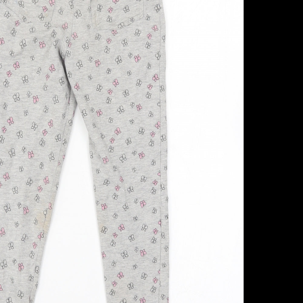 Brand and care label for i love girlswear girls’ grey sweatpants, size 9, months