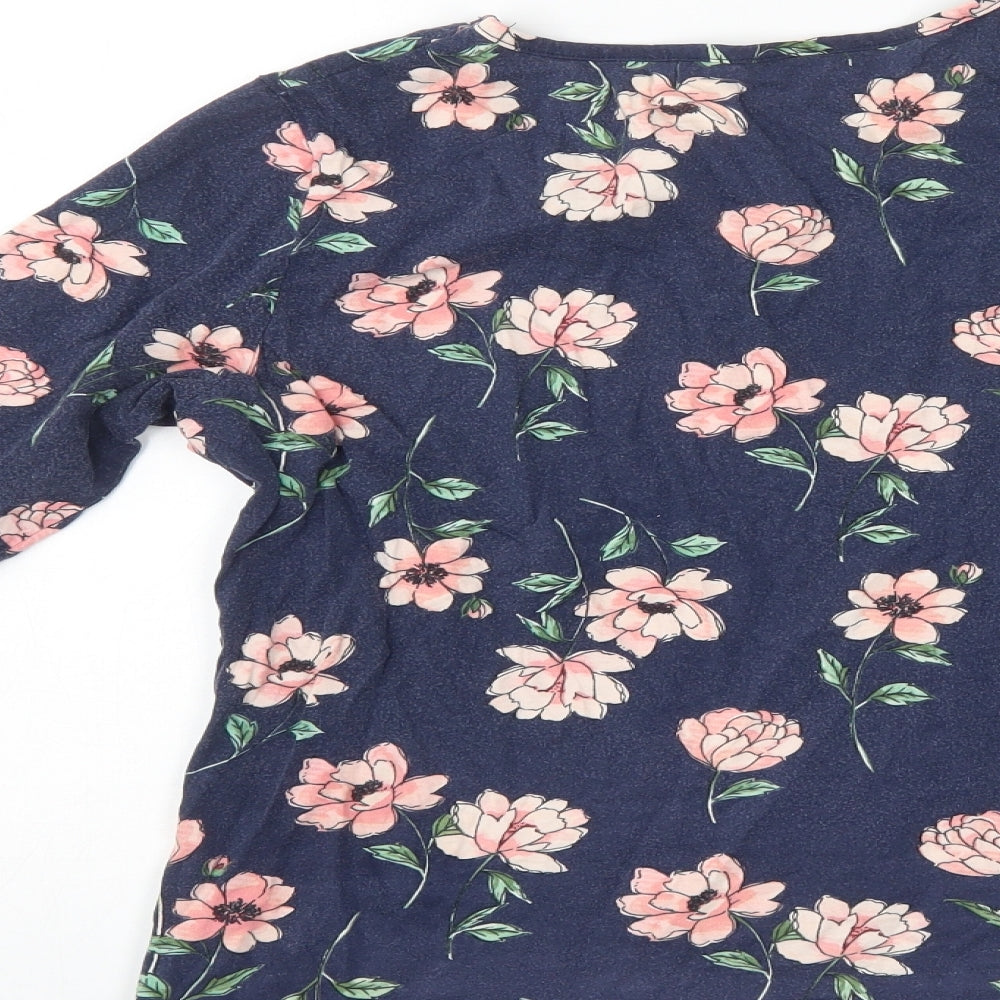 Dorothy Perkins Womens Blue Floral Basic Blouse Size 14