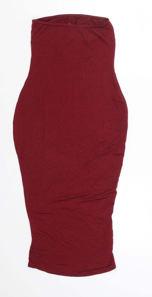 Boohoo Womens Red Bodycon Size 10