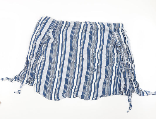 Papaya Womens Blue Striped Basic Blouse Size 16