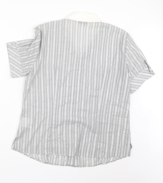 Gerry Weber Womens Grey Striped Basic Button-Up Size 14