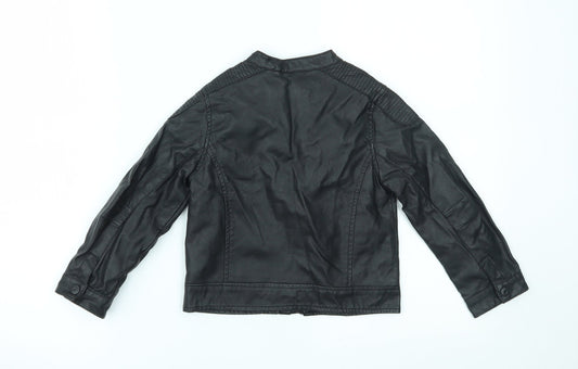okaidi Boys Black Motorcycle Jacket Jacket Size 3 Years
