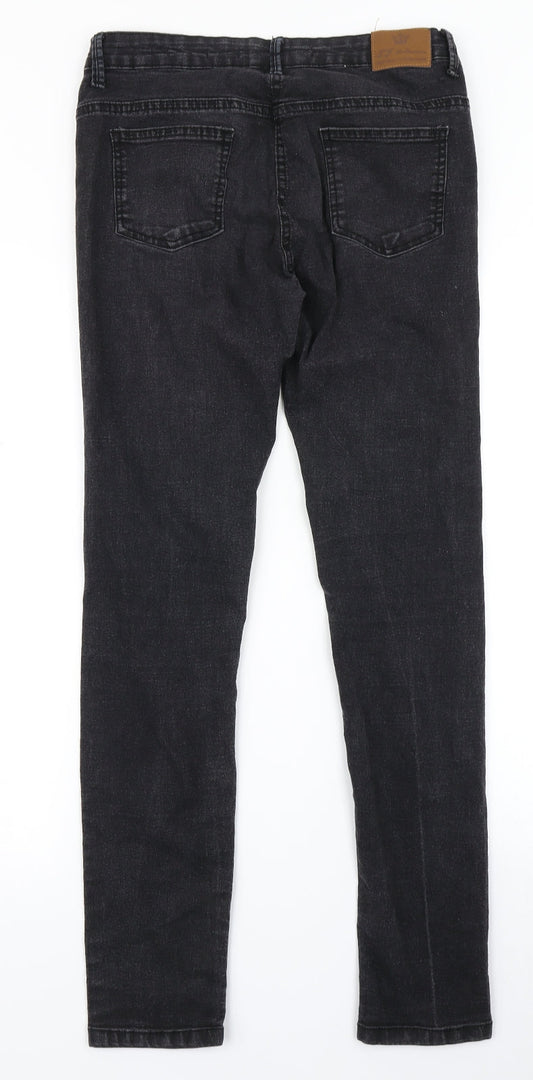 LJ Collection Womens Black Denim Skinny Jeans Size 12 L29 in