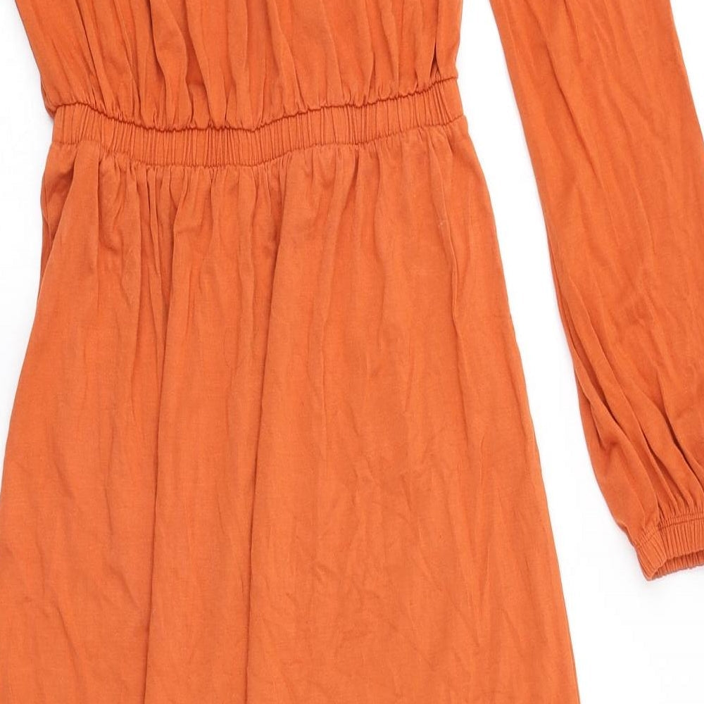 Brand and care label for ASOS women’s brown maxi, size UK 8
