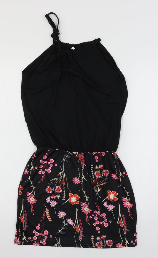Preworn Womens Black Floral Jersey Mini Size S