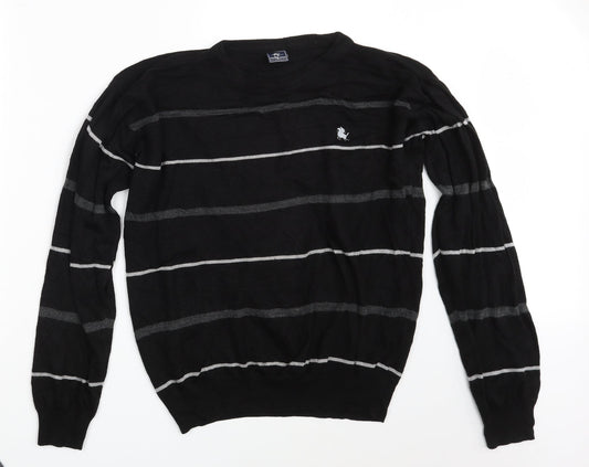 Apollon & Cakarli Mens Black Striped Pullover Sweatshirt One Size
