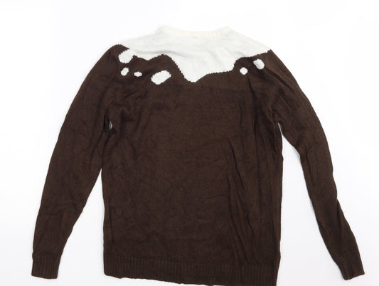 Saxnet Limited Mens Brown Pullover Jumper Size S - Seasonal Christmas Festive Holiday