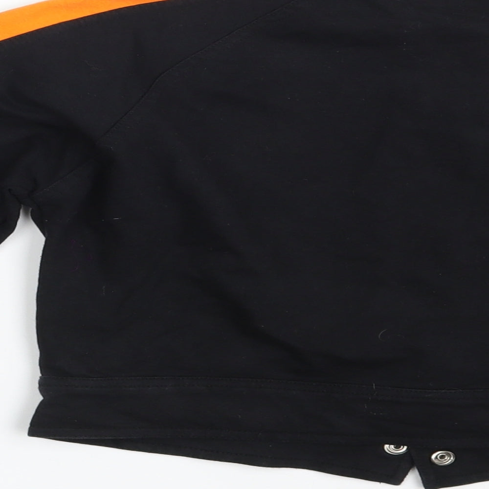 Preworn Womens Black Striped Full Zip Jumper Size 14