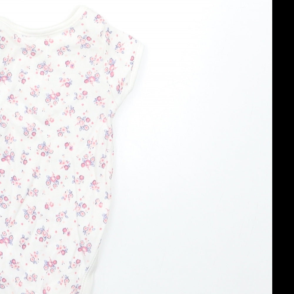 George Baby White Floral Babygrow One-Piece Size 0-3 Months