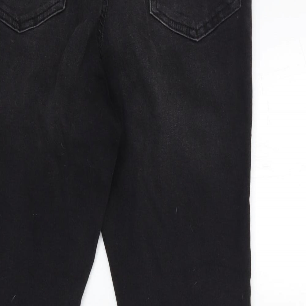 Brand and care label for Denim & Co. women’s black denim skinny jeans, size UK 14, 27-inch leg