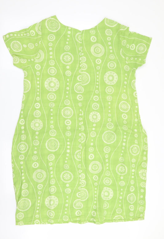Preworn Womens Green Geometric Fit & Flare Size 8