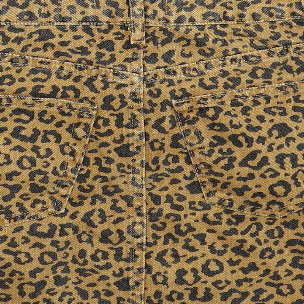 Denim & Co. Womens Beige Animal Print Denim A-Line Skirt Size 6