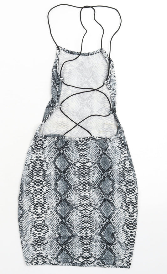 Preworn Womens Grey Animal Print Mini Size S