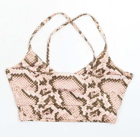 PRETTYLITTLETHING Womens Beige Animal Print Cropped Tank Size 6