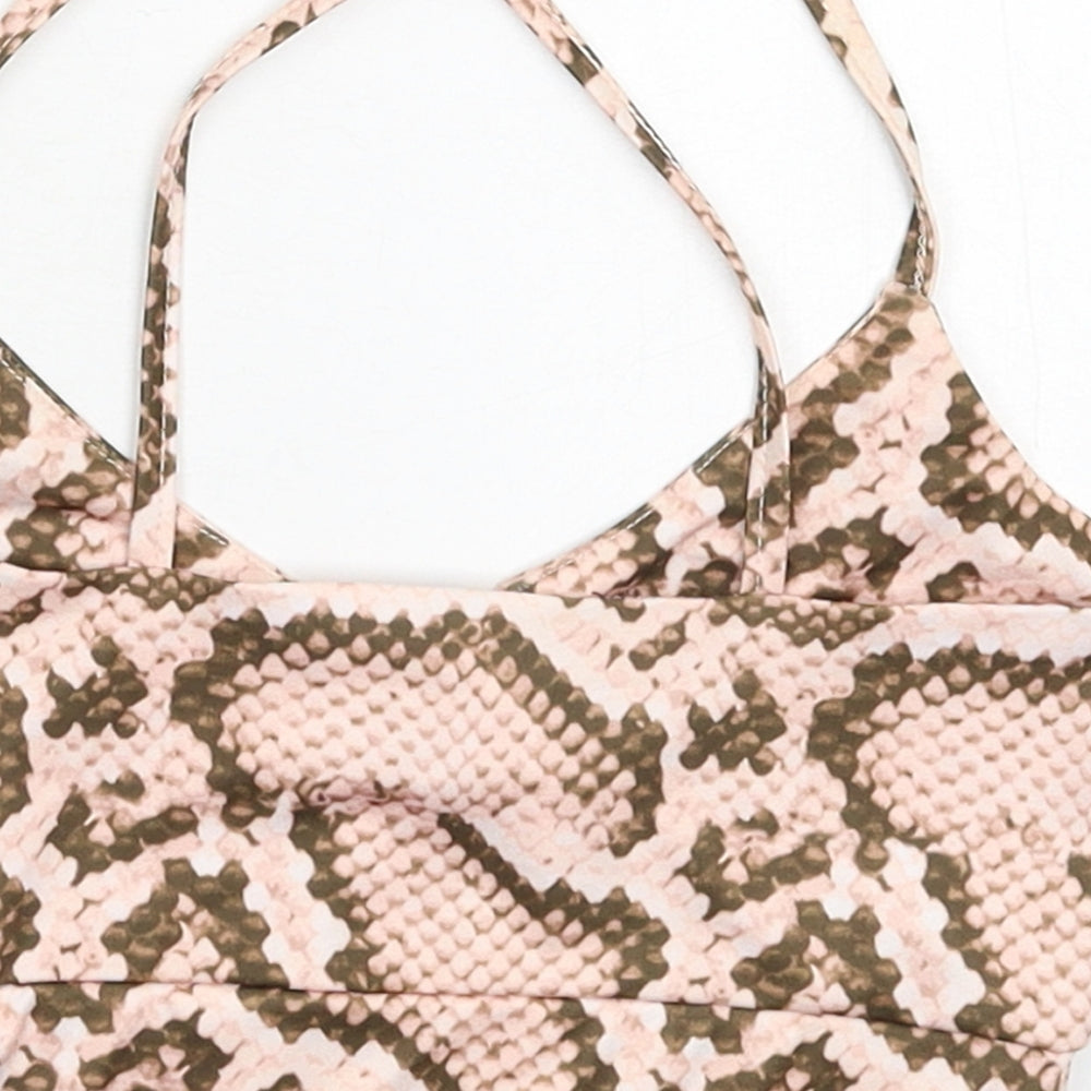 PRETTYLITTLETHING Womens Beige Animal Print Cropped Tank Size 6