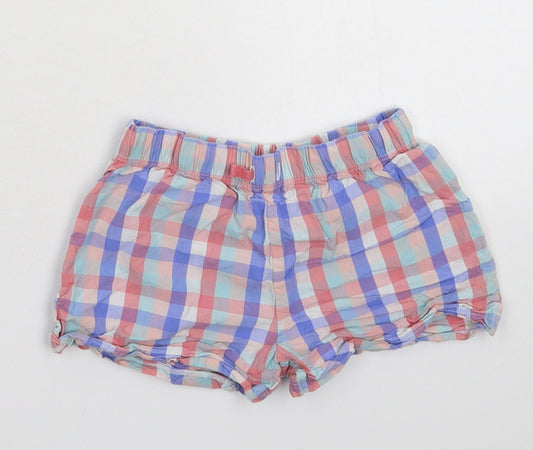 Marks and Spencer Girls Multicoloured Check Hot Pants Shorts Size 5-6 Years
