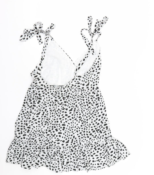 Shien Womens White Polka Dot Tank Dress Size S