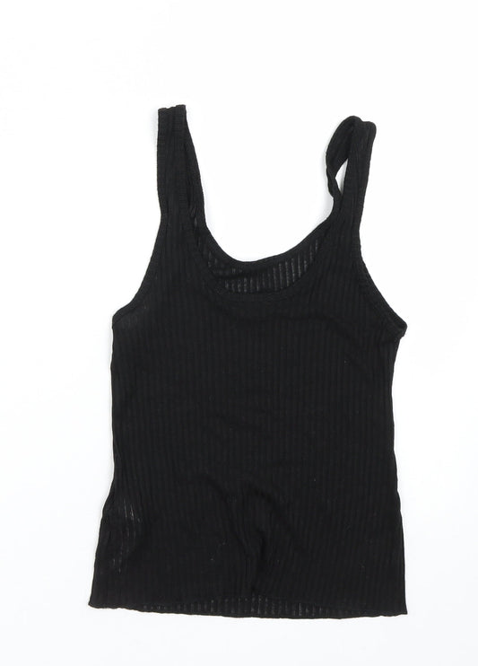 Topshop Womens Black Striped Basic Tank Size 10