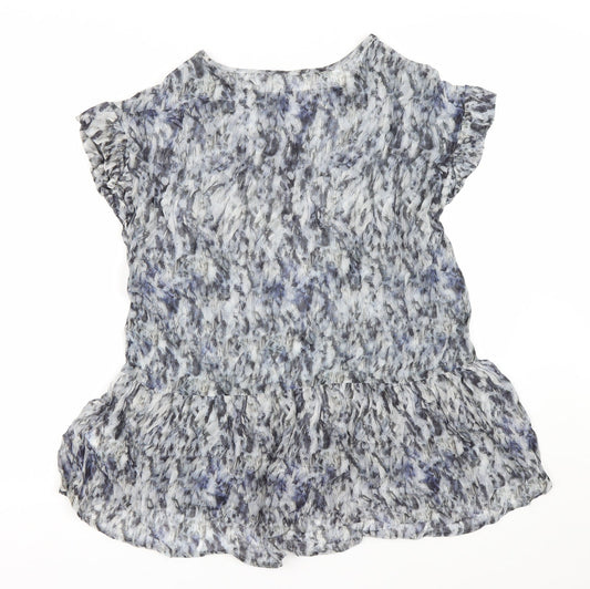 Gray & Willow Womens Blue Floral Basic Blouse Size 8