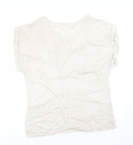 Vabene Womens Beige Basic T-Shirt Size M