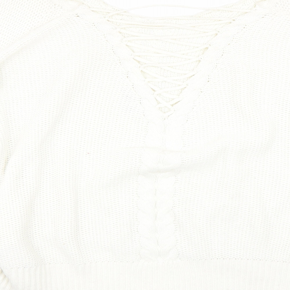 Miss Selfridge Womens White Pullover Jumper Size 16