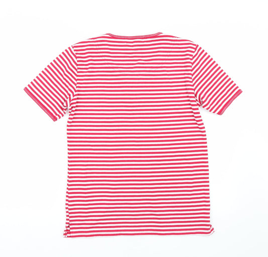 patamour Womens Red Striped Basic T-Shirt Size S