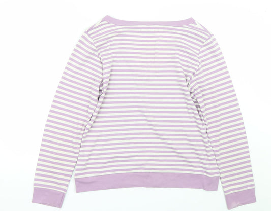 BM Womens Purple Striped Basic T-Shirt Size M