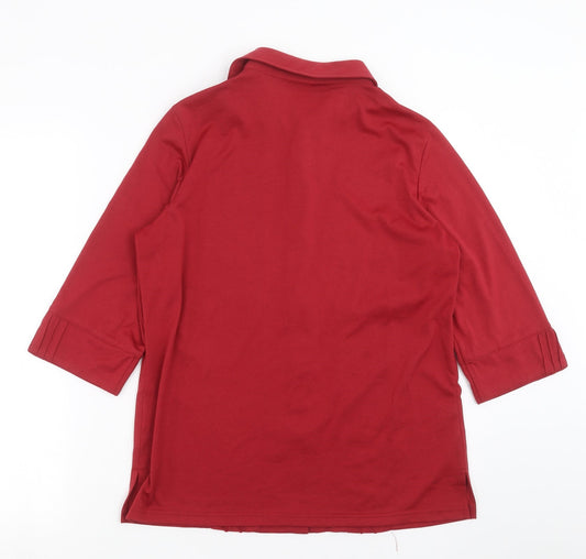Preworn Womens Red Basic Blouse Size 12