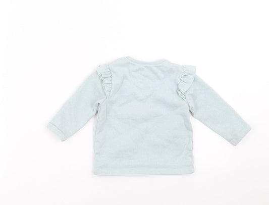 FRED & FLO Baby Green Pullover Jumper Size 3-6 Months - faces