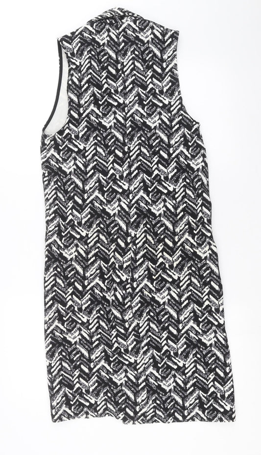 Dorothy Perkins Womens Black Geometric Gilet Jacket Size 8