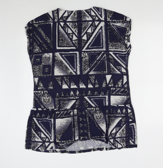 NEXT Womens Blue Geometric Basic Blouse Size L