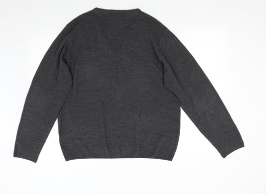 M&S Mens Grey Knit Pullover Jumper Size L