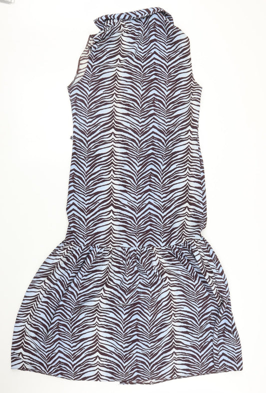Primark Womens Blue Animal Print A-Line Size 6 - Zebra print