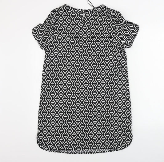 Peacocks Womens White Geometric A-Line Size 12