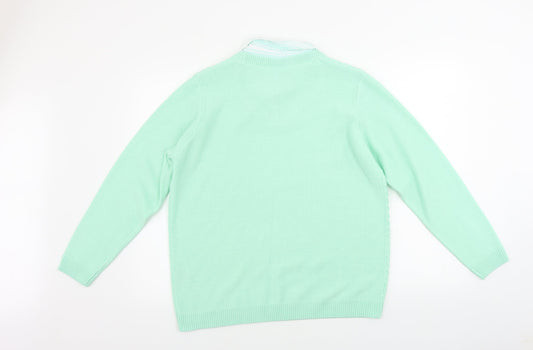 isle Mens Green Henley Jumper Size L