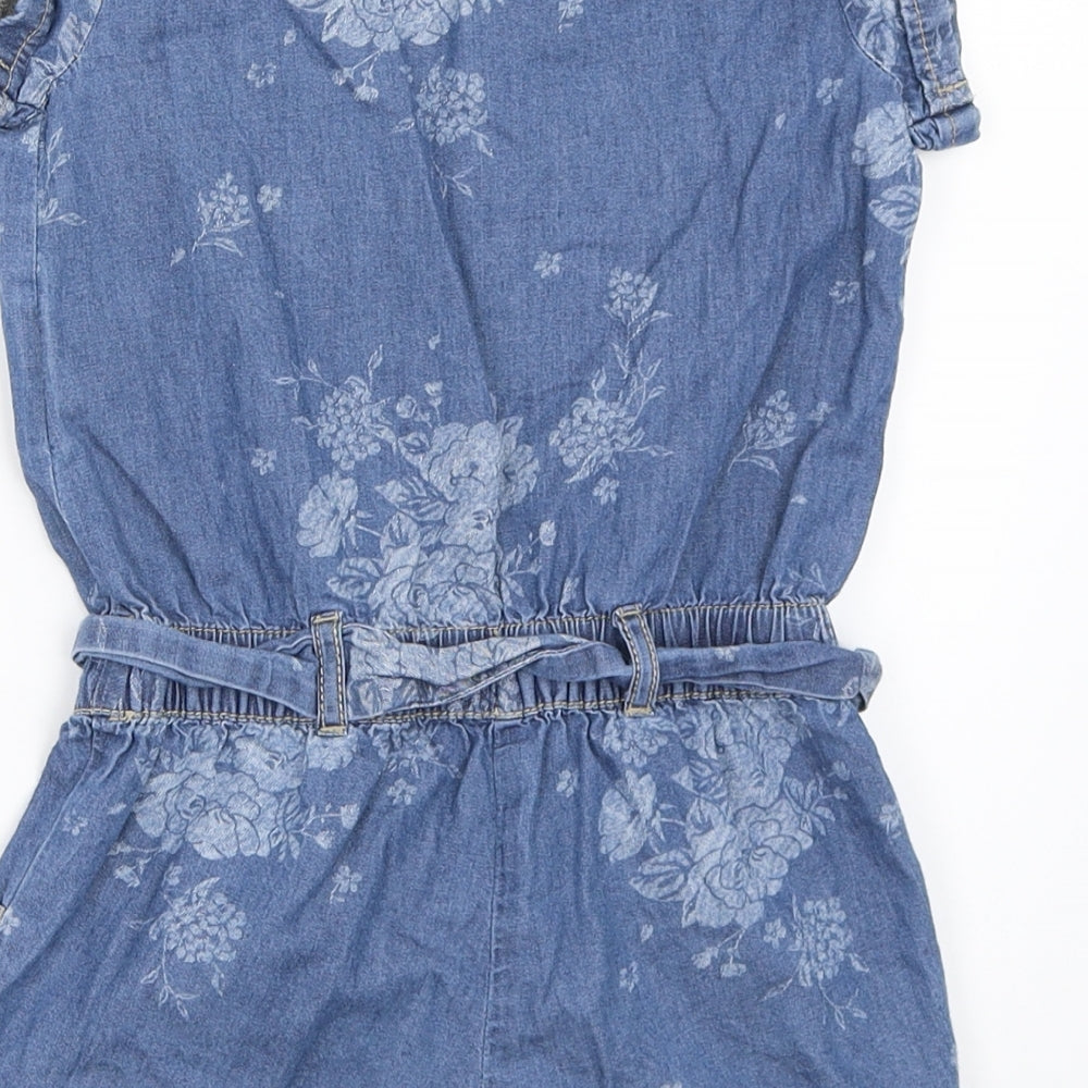 Benetton Jeans Girls Blue Denim Playsuit One-Piece Size XS