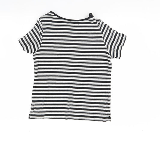 BM Womens Black Striped Basic Blouse Size M