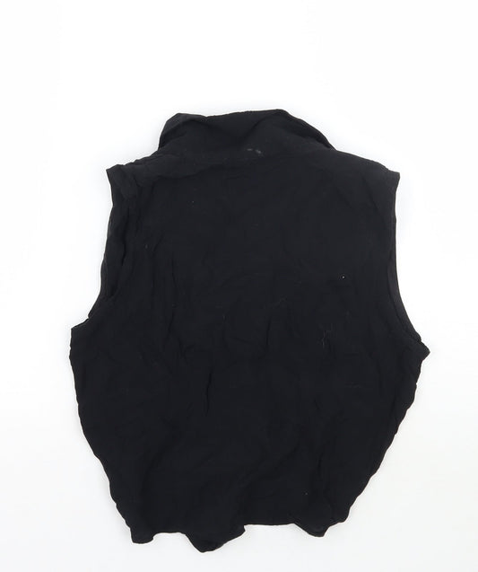 Style Womens Black Cropped Button-Up Size 12