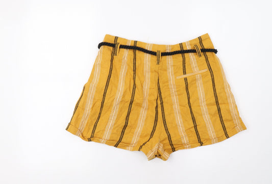 Forever 21 Womens Yellow Striped Bermuda Shorts Size L