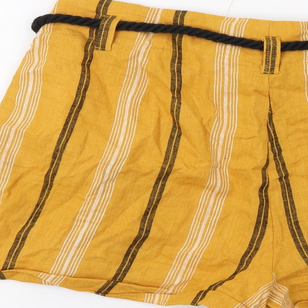 FOREVER 21 Womens Yellow Striped Bermuda Shorts Size L