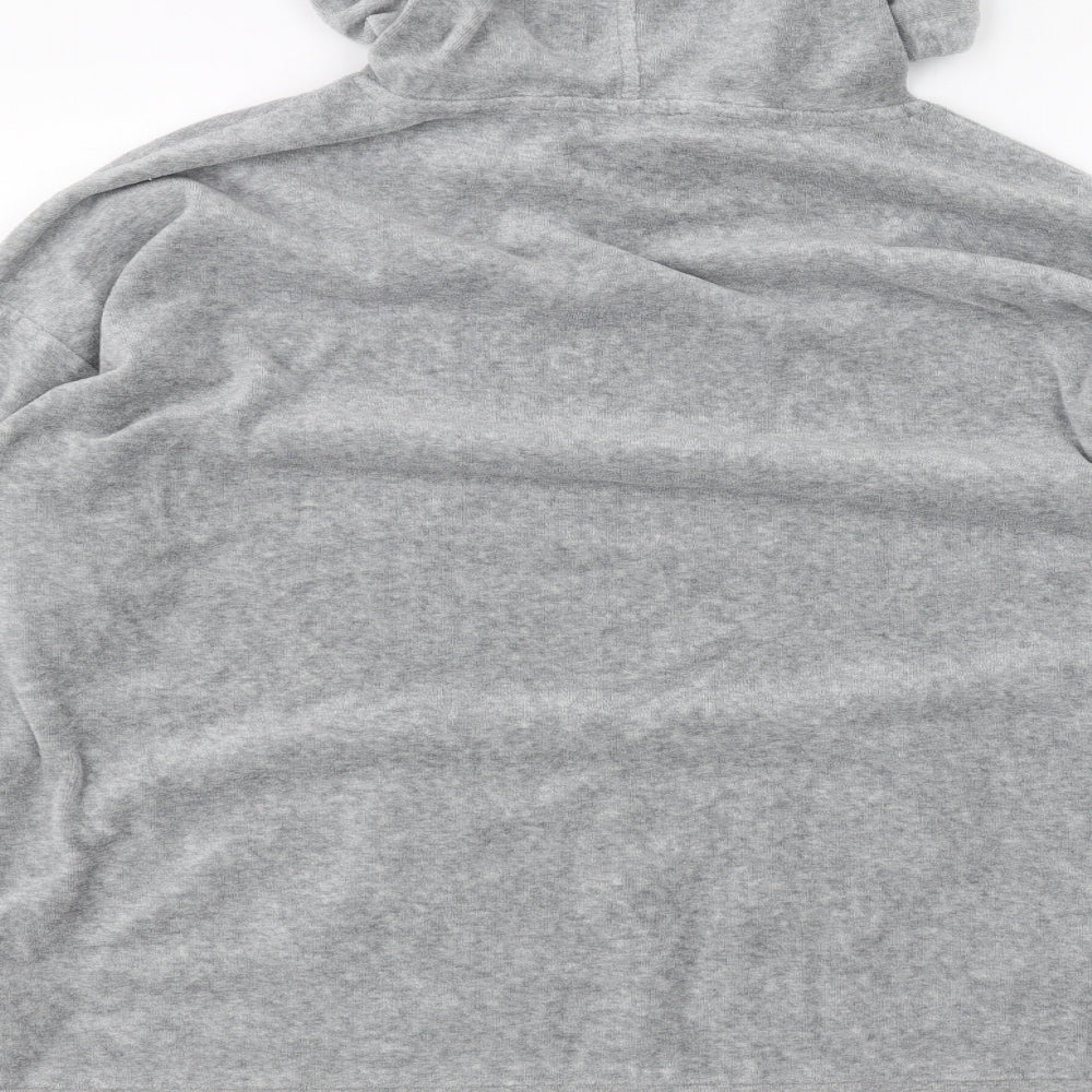 Brand and care label for Papaya women’s grey pullover hoodie, size L