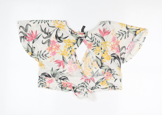H&M Womens Multicoloured Floral Basic T-Shirt Size S