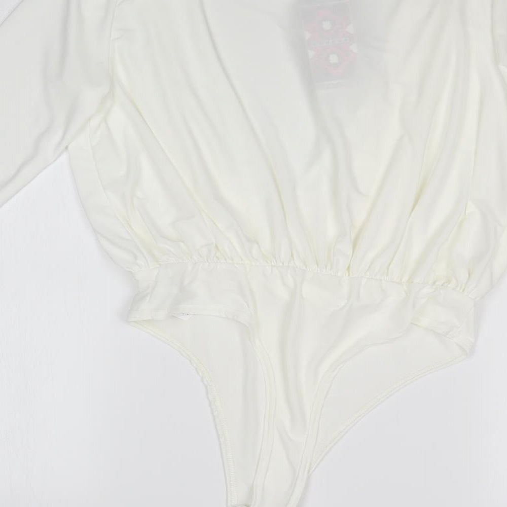 Boohoo Womens White Bodysuit One-Piece Size 6