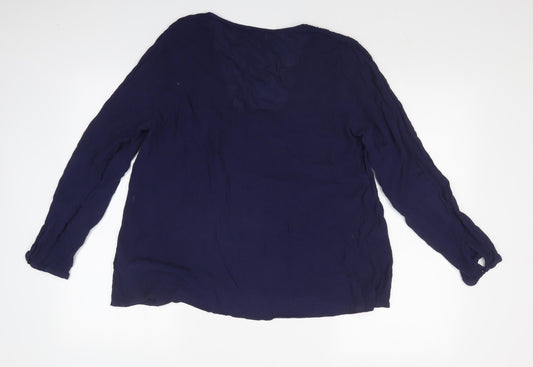 Papaya Womens Blue Basic T-Shirt Size 10